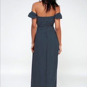 Navy blue and white polka dot dress